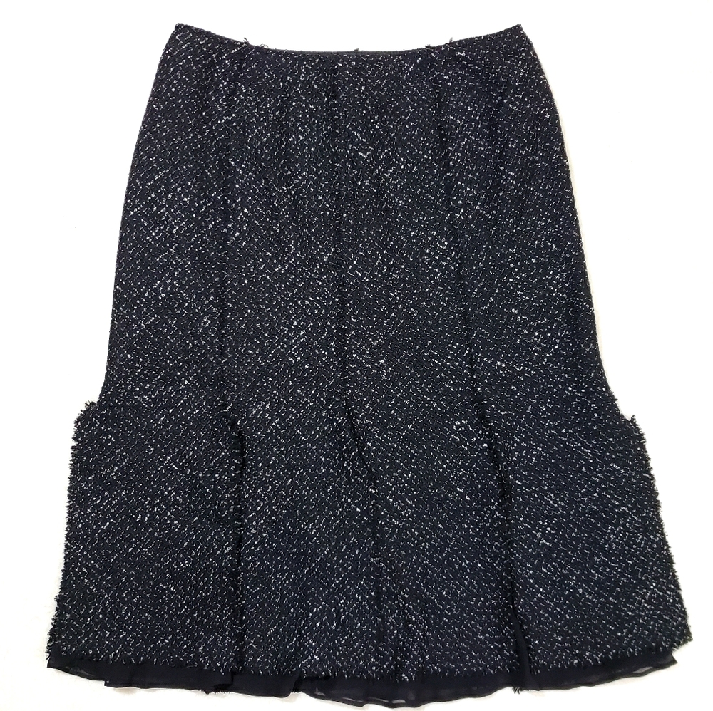 Lafayette 148 Petite Wool Raw Edge Skirt